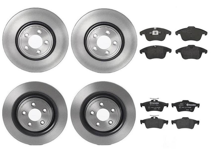 Jaguar Volvo Brakes Kit - Pads & Rotors Front and Rear (326mm/326mm) (Low-Met) 31341331 - Brembo 1637131KIT